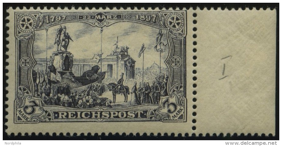 Dt. Reich 66I O, 1900, 5 M. Reichspost, Type I, Minimaler Eckzahnbug Oben Rechts Sonst Pracht, Fotoattest J&auml;schke-L - Gebraucht