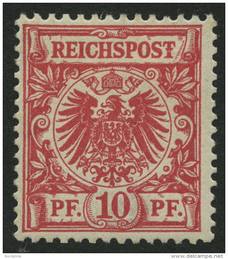 Dt. Reich 47I *, 1889, 10 Pf. Karmin Mit Plattenfehler T Von Reichspost Mit Querbalken, Falzrest, Pracht, Mi. 100.- - Gebraucht