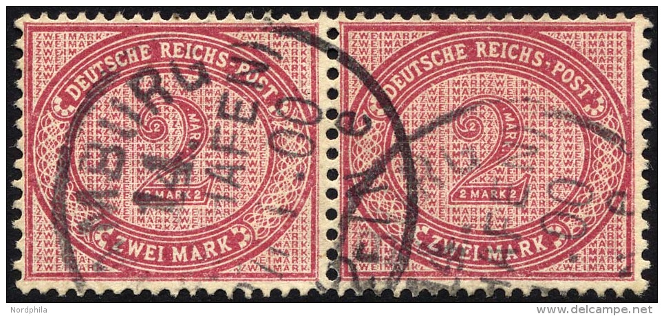 Dt. Reich 37f Paar O, 1899, 2 M. Lilakarmin Im Waagerechten Paar, Pracht, Gepr. Wiegand, Mi. 120.- - Gebraucht