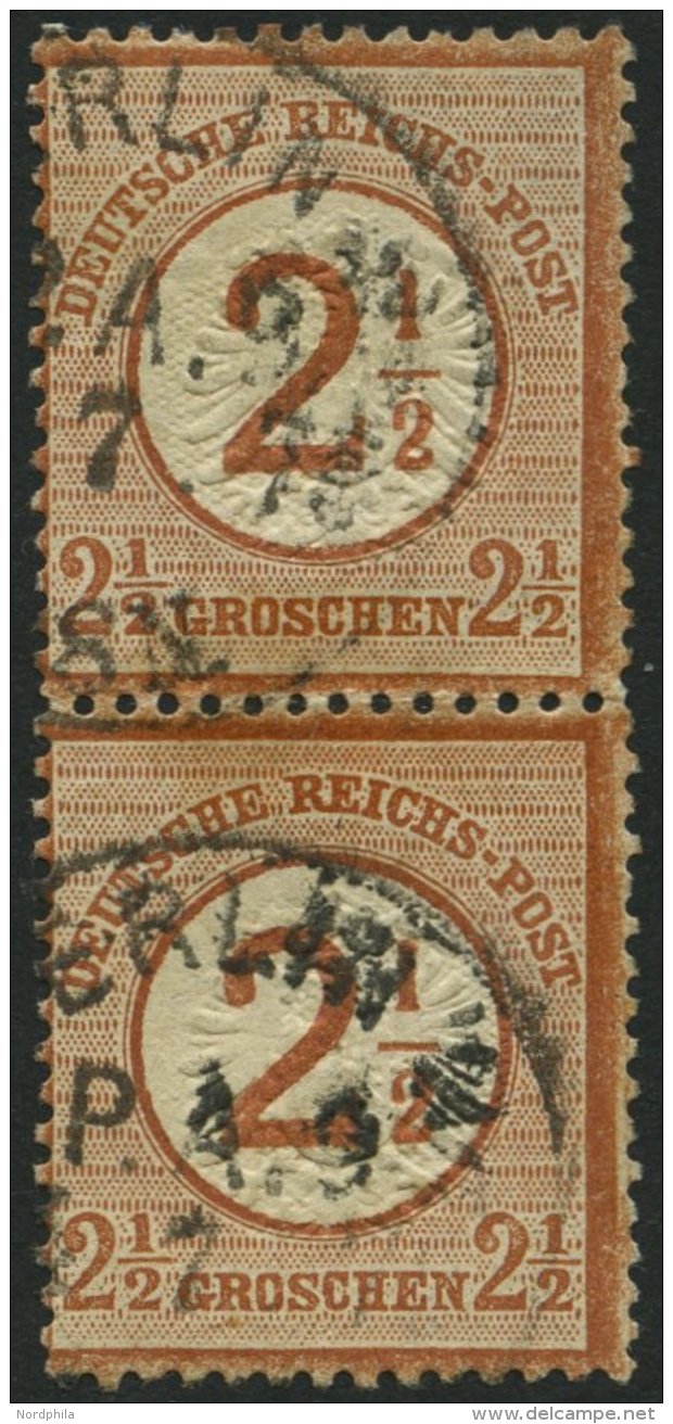 Dt. Reich 29 Paar O, 1874, 21/2 Auf 21/2 Gr. Braunorange Im Senkrechten Paar, Stempel BERLIN P.A. 9 (Juni 75), Pracht, K - Gebraucht