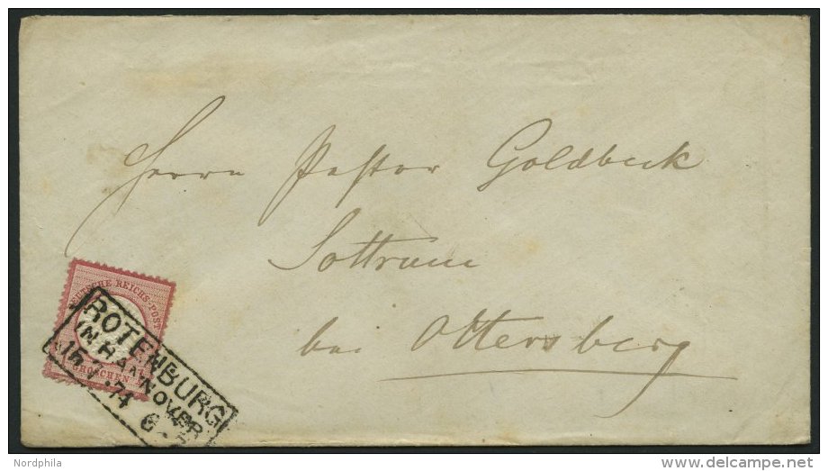 Dt. Reich 19 BRIEF, 1874, 1 Gr. Rotkarmin Mit Abl&ouml;ser R2 ROTENBURG IN HANNOVER, Prachtbrief - Used Stamps