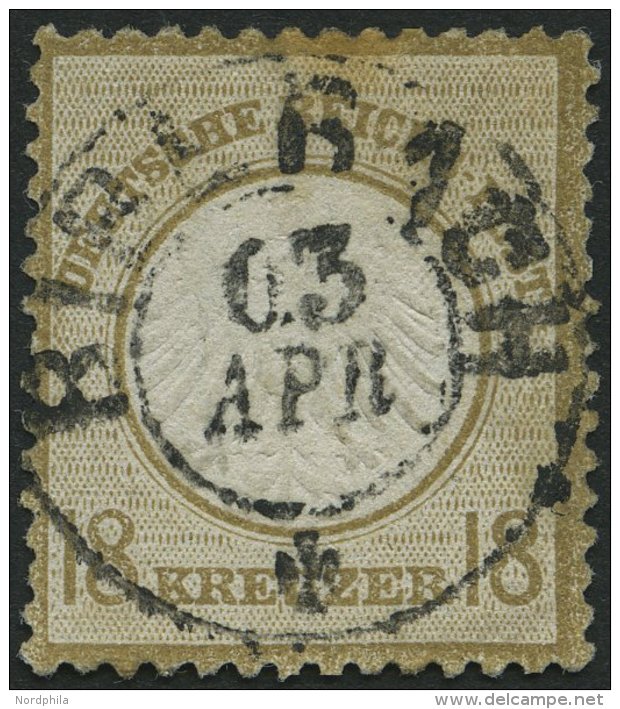 Dt. Reich 11 O, 1872, 18 Kr. Ockerbraun, Zentrischer Badischer K2 BIBERACH, Marke Oben Etwas Stockfleckig Sonst Pracht, - Gebraucht