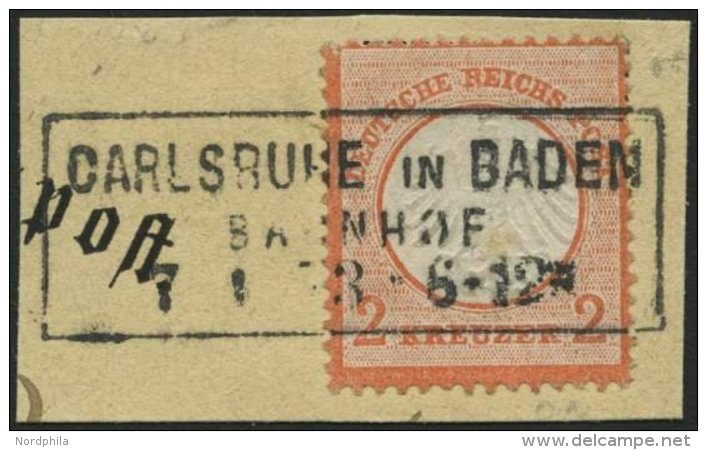 Dt. Reich 8 BrfStk, 1872, 2 Kr. R&ouml;tlichorange, Vollst&auml;ndiger R3 CARLSRUHE IN BADEN/BAHNHOF, Kabinettbriefst&uu - Used Stamps