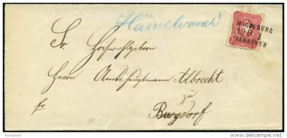 BAHNPOST DR 41 BRIEF, Magdeburg-Hannover, L3 Und Handschriftlich H&Auml;MELMARK Auf Brief Mit 10 Pf. Karmin Von 1881, Pr - Franking Machines (EMA)