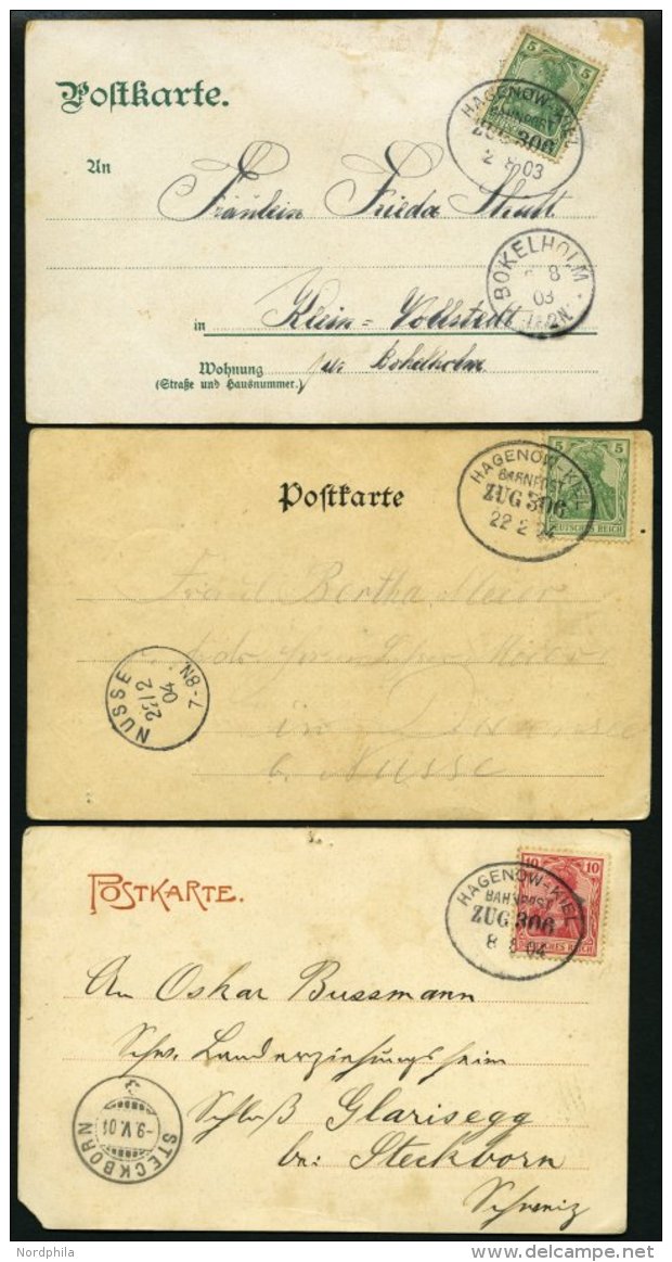 BAHNPOST Hagenow-Kiel (Zug 306 (5x) Und 1306), 1903-1913, 6 Belege Feinst/Pracht - Franking Machines (EMA)