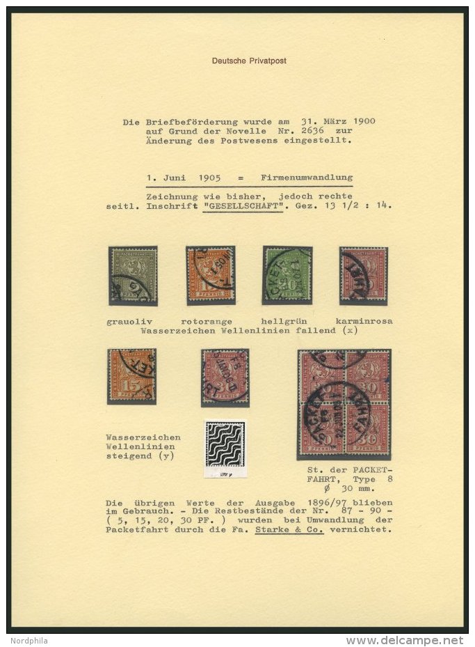 BERLIN B 76-79 O, PACKETFAHRT GESELLSCHAFT: 1904, Gesellschaft, 6 Werte Und Ein Viererblock (Mi.Nr. 79), Fast Nur Pracht - Other & Unclassified