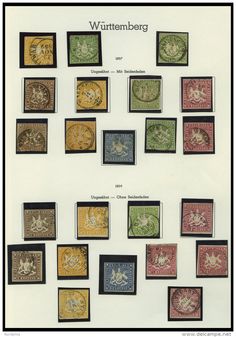 W&Uuml;RTTEMBERG O, 1851-1874, Gestempelter Sammlungsteil W&uuml;rttemberg Mit Vielen Guten Werten, Bis Auf Mi.Nr. 5, 34 - Sonstige & Ohne Zuordnung