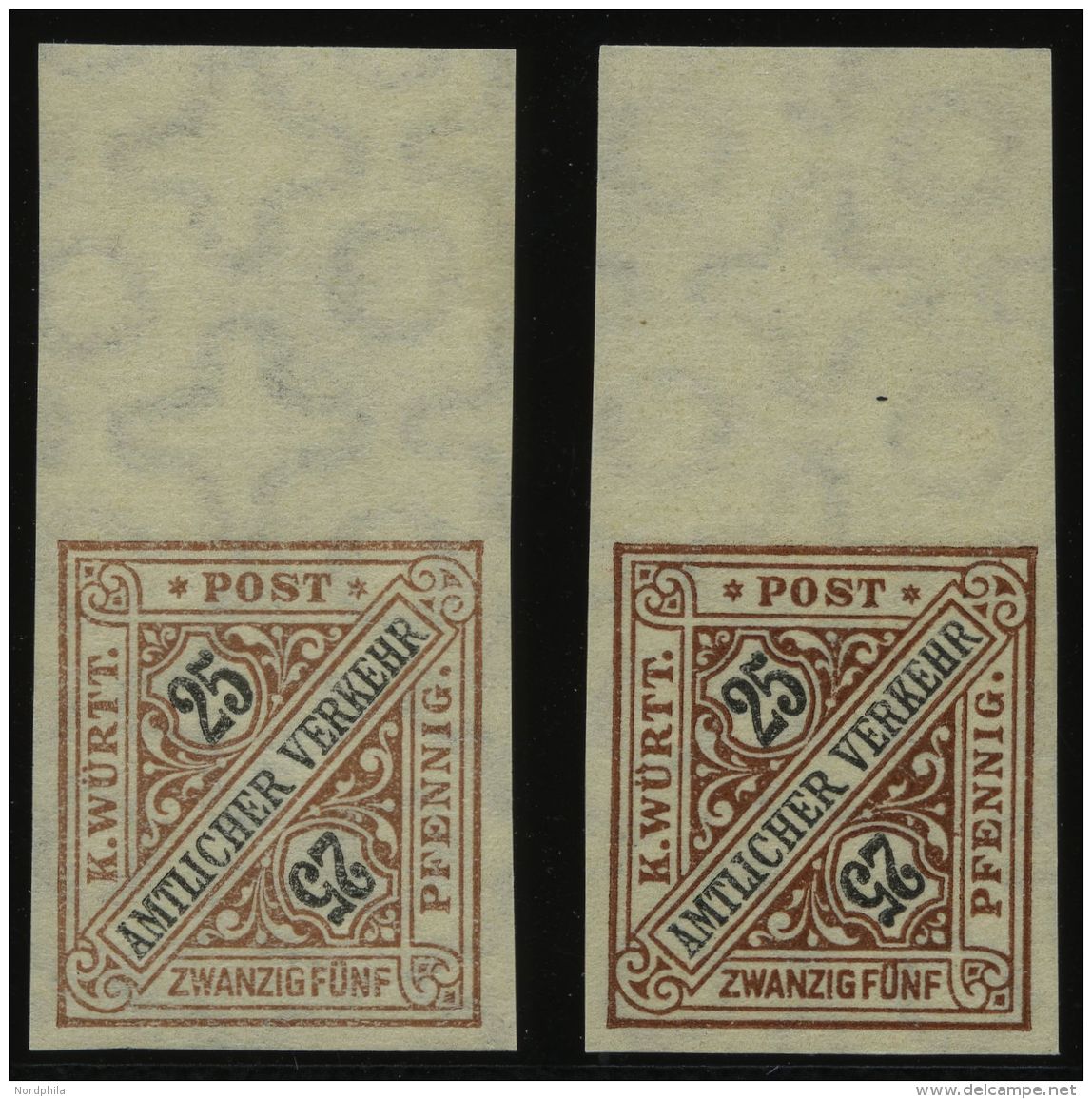 W&Uuml;RTTEMBERG 251PU1 **, 1917, 25 Pf. Lebhaftr&ouml;tlichbraun/schwarz (2 Verschiedene Farben!), Ungez&auml;hnt, Mit - Sonstige & Ohne Zuordnung