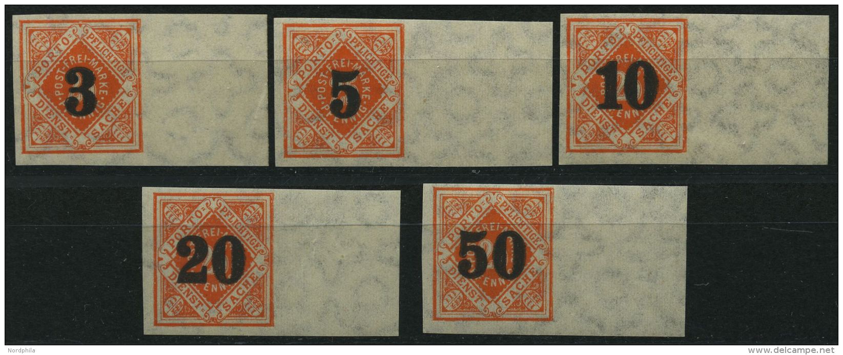 W&Uuml;RTTEMBERG 184-88PU *, 1923, 3 - 50 Pf. Auf 25 Pf. Rotorange, Ungez&auml;hnt, Alle Vom Rechten Rand, Falzrest, Pra - Sonstige & Ohne Zuordnung