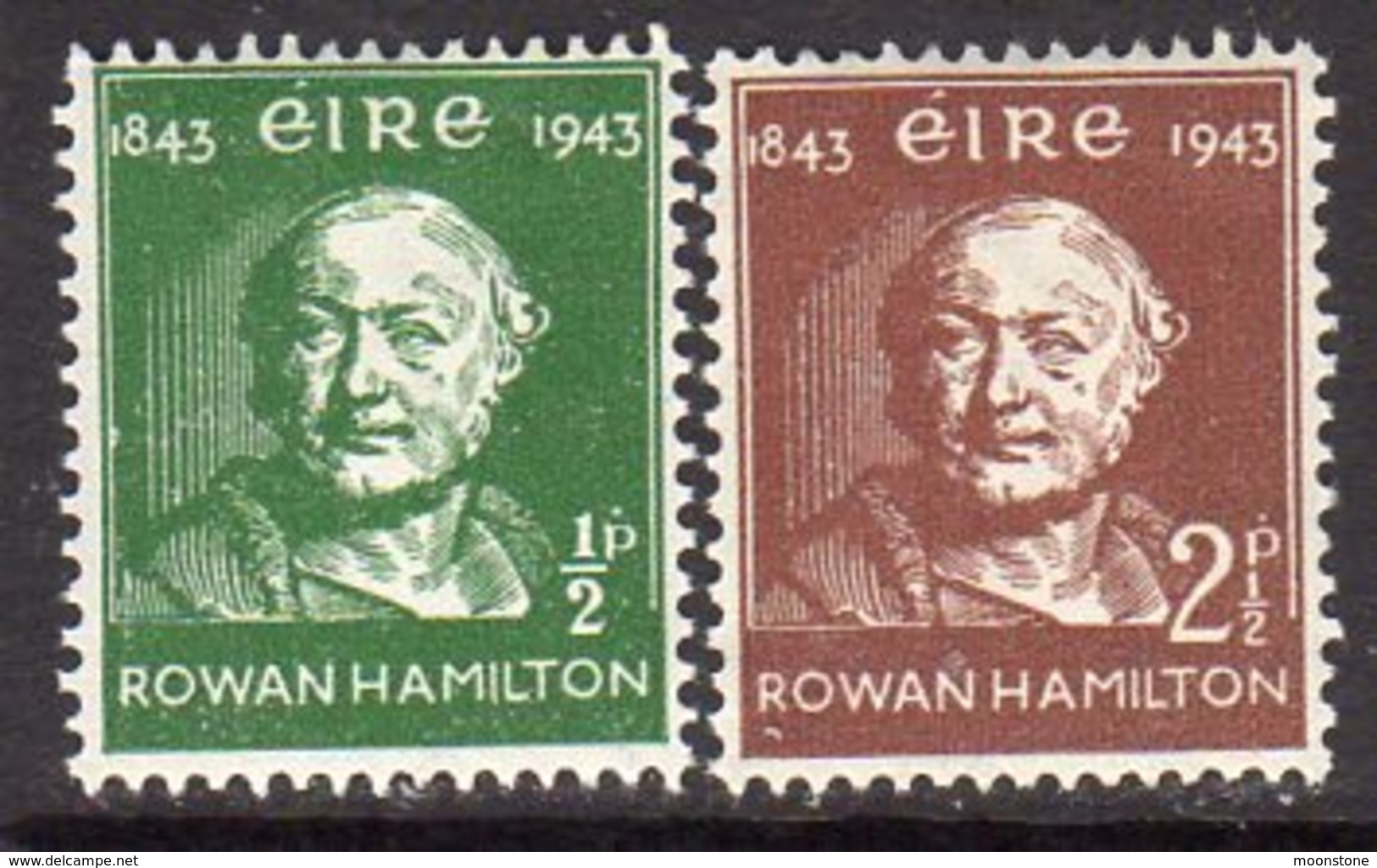 Ireland 1943 Rowan Hamilton, Discovery Of Quaternions Set Of 2, Lightly Hinged Mint, SG 131/2 - Nuovi