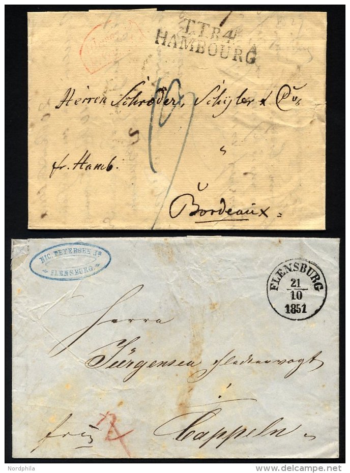 SCHLESWIG-HOLSTEIN 1827/51, 2 Verschiedene Belege Aus Flensburg, Feinst/Pracht - Vorphilatelie