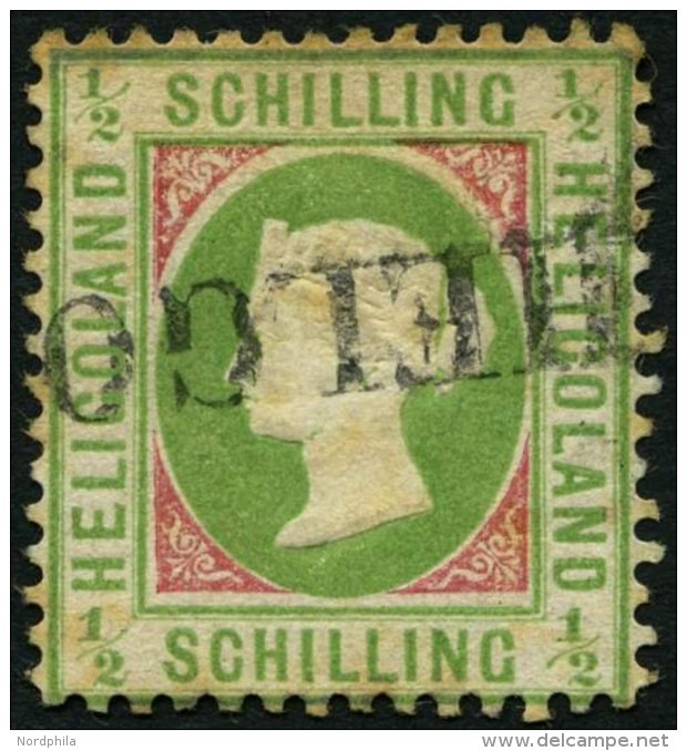 HELGOLAND 6e O, 1872, 1/2 S. Hellolivgr&uuml;n/karmin, L1, Stockig, Feinst, Signiert Richter - Heligoland