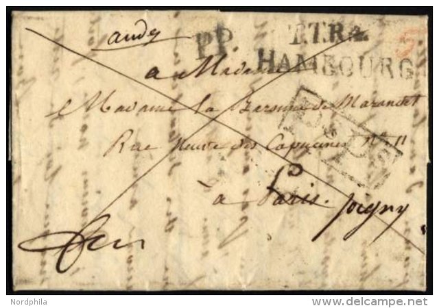HAMBURG - GRENZ&Uuml;BERGANGSSTEMPEL 1820, PS PS, R1 Auf Brief Von Hamburg (L2 T.T.R.4 HAMBOURG) Nach Paris, Diverse Wei - [Voorlopers