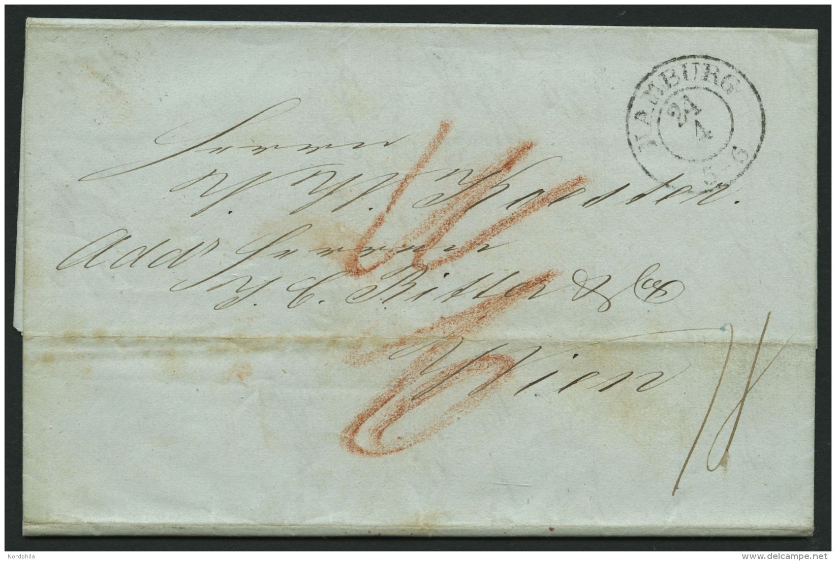 HAMBURG 1846, HAMBURG, K2 Auf Brief Nach Wien, R&uuml;ckseitig Ankunftsstempel, Pracht - Prephilately