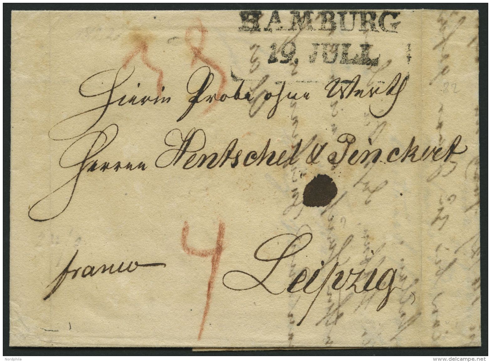 HAMBURG-VORPHILA 1822, HAMBURG, L2 Auf Brief Nach Leipzig, Pracht - Prephilately
