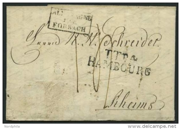 HAMBURG - THURN UND TAXISCHES O.P.A. 1828, TT.R.4. HAMBOURG, L2 Auf Forwarded-Letter Von Elbing Nach Rheims, Agent P.H. - Prephilately