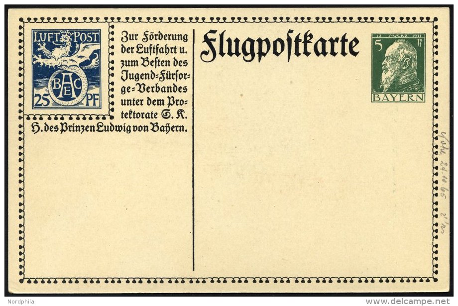 BAYERN SFP 1/02 BRIEF, 1912, 25 Pf. Blau BEAC Und 5 Pf. Gr&uuml;n, Alpenkette, Ungebraucht, Pracht, Mi. 120.- - Sonstige & Ohne Zuordnung