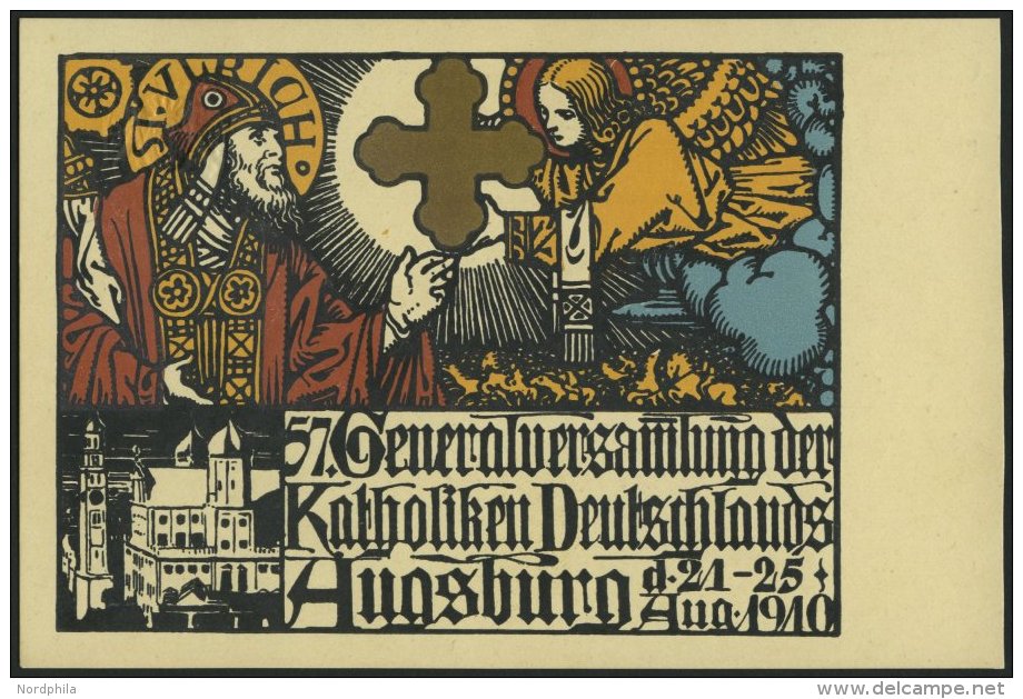 BAYERN PP 15C181 BRIEF, Privatpost: 1910, 5 Pf. Wappen 57. Generalversammlung Der Katholiken, Ungebraucht, Prachtkarte - Autres & Non Classés