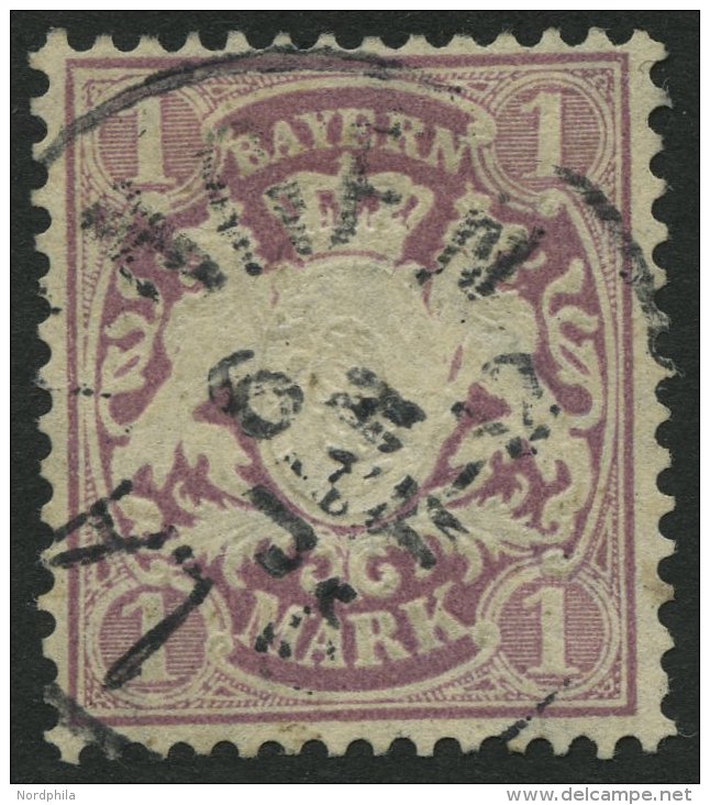 BAYERN 43 O, 1879, 1 M. Braunpurpur, Wz. 2, Pracht, Mi. 110.- - Sonstige & Ohne Zuordnung