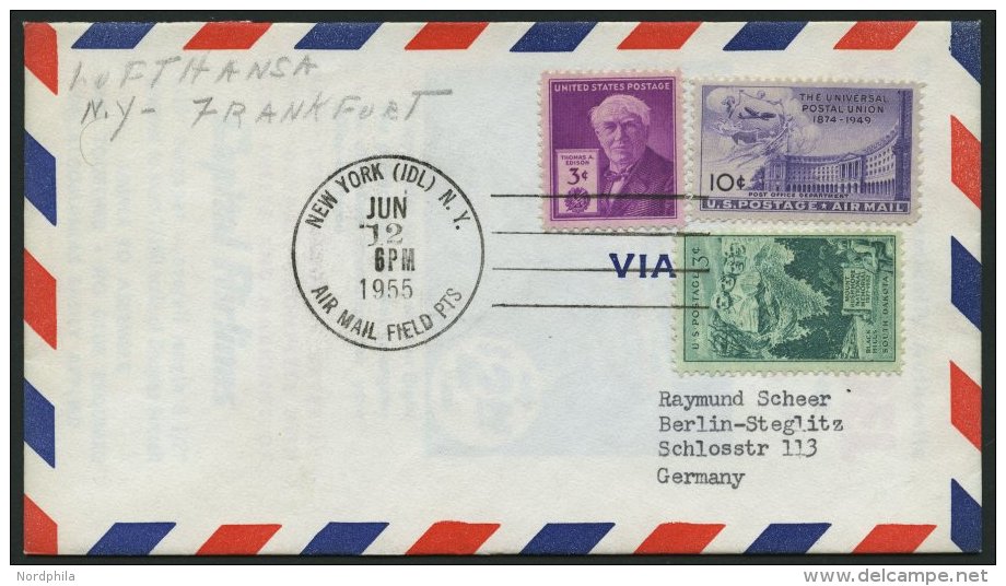 DEUTSCHE LUFTHANSA 43 BRIEF, 11.6.1955, New York-Frankfurt, Prachtbrief - Gebraucht