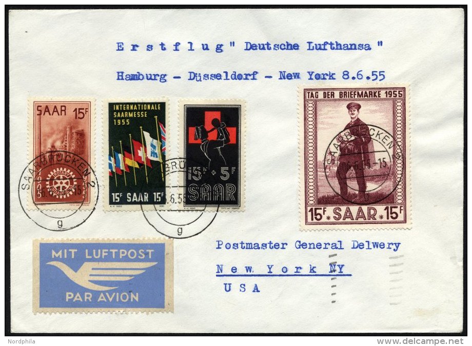 DEUTSCHE LUFTHANSA 34 BRIEF, 8.6.1955, Hamburg-New York, Prachtbrief - Gebraucht