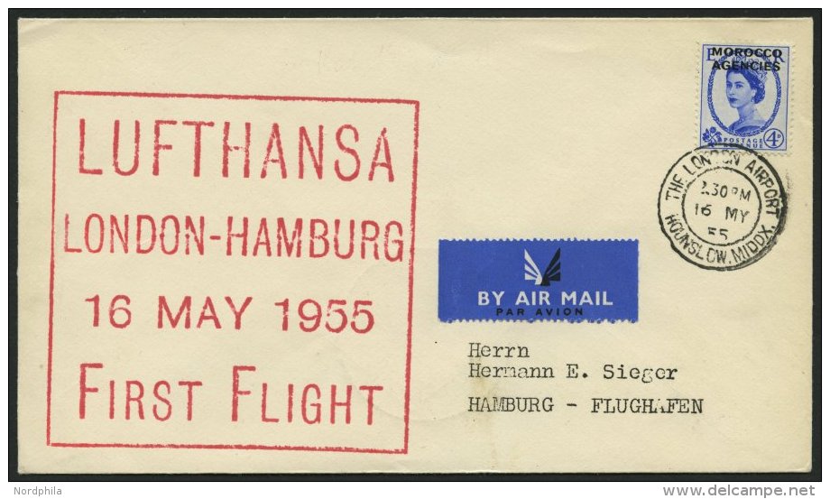 DEUTSCHE LUFTHANSA 25 BRIEF, 16.5.1955, London-Hamburg, Prachtbrief, Haberer DM 400.- - Sonstige & Ohne Zuordnung