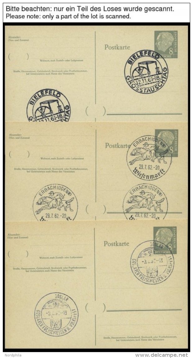 GANZSACHEN P 36 BRIEF, 1961, 8 Pf. Heuss Mit Postfachnummer Statt Postschlie&szlig;fachnummer, 9 Leer Gestempelte Karten - Collections