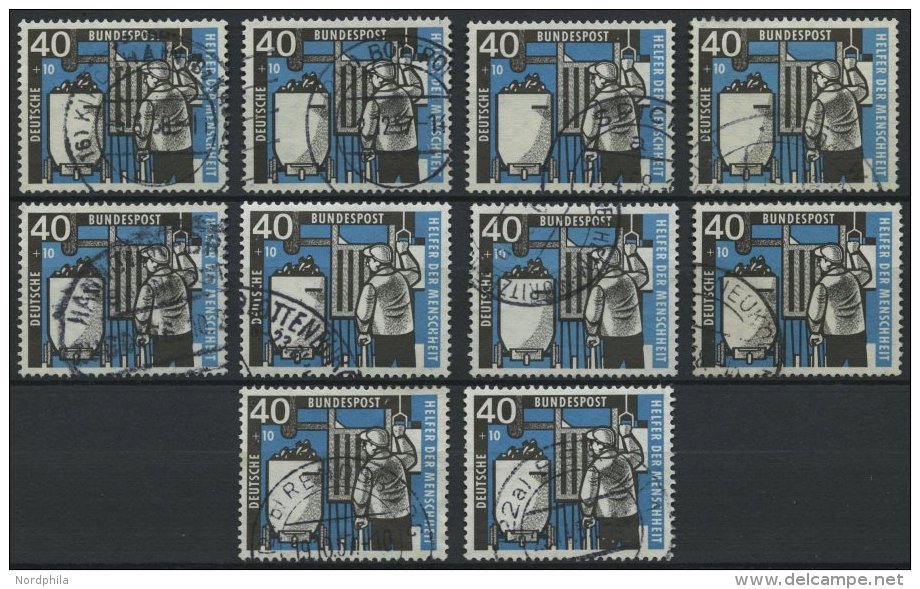 ENGROS 273 O, 1957, 40 Pf. Kohlebergbau, 10x, Fast Nur Pracht, Mi. 220.- - Abarten Und Kuriositäten