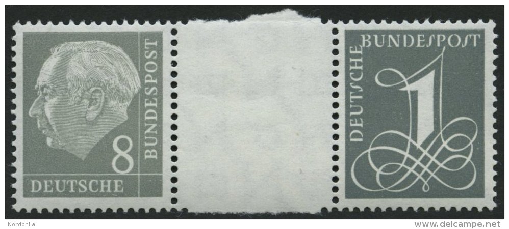 ZUSAMMENDRUCKE WZ 15bYII **, 1960, Heu&szlig; Wz. Liegend 8 + Z + 1, Ohne Strichelleisten, Nachauflage, Pracht, Mi. 90.- - Gebraucht