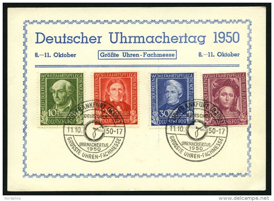 BUNDESREPUBLIK 117-20 BRIEF, 1949, Helfer Der Menschheit Auf Karte Mit Sonderstempel FRANKFURT UHRMACHERTAG, 8 Pf. Klein - Gebraucht