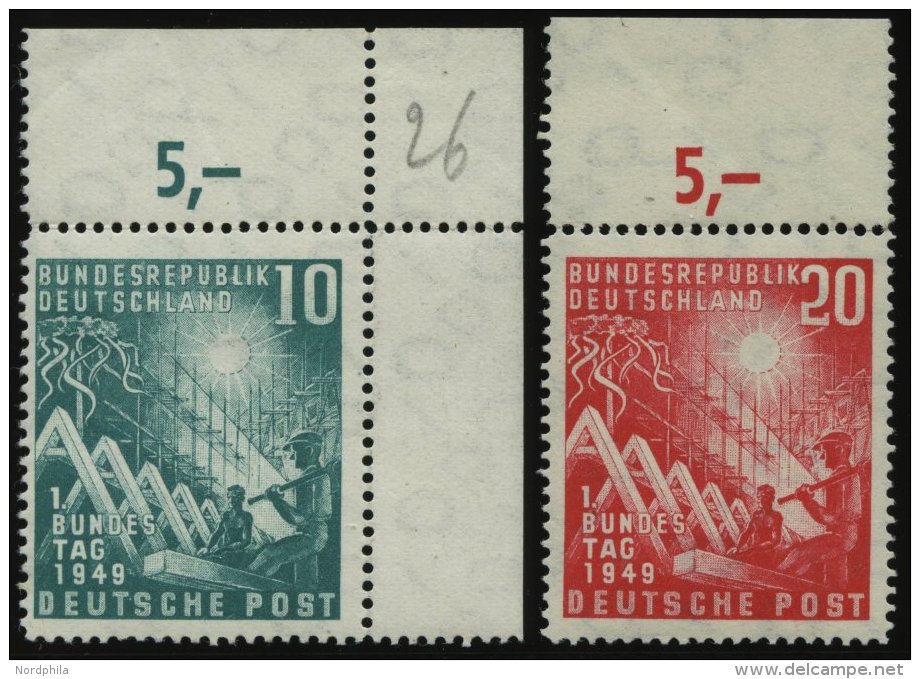 BUNDESREPUBLIK 111/2 **, 1949, Bundestag Vom Oberrand, Pracht, Gepr. D. Schlegel - Sonstige & Ohne Zuordnung