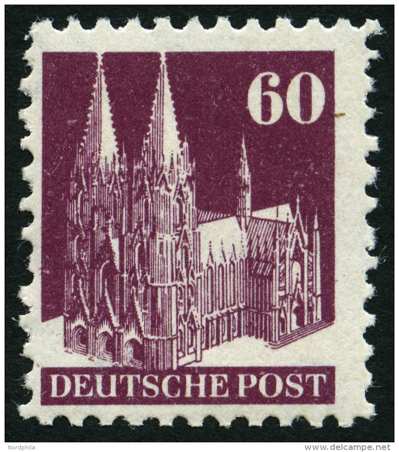 AMERIK. U. BRITISCHE ZONE 93IIaWB **, 1948, 60 Pf. Dunkelbraunlila, Type IIa, Wz. 1W, Gez&auml;hnt L 11, &uuml;blich Gez - Sonstige & Ohne Zuordnung