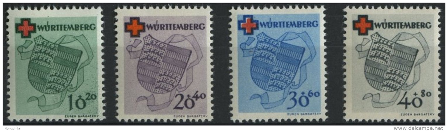 W&Uuml;RTTEMBERG 40-43 **, 1949, Rotes Kreuz, Prachtsatz, Mi. 160.- - Sonstige & Ohne Zuordnung