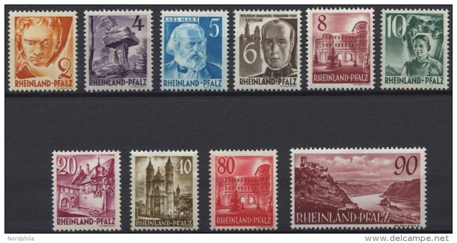 RHEINLAND PFALZ 32-41 **, 1948, Freimarken, Ohne W&auml;hrungsangabe, Prachtsatz, Mi. 150.- - Sonstige & Ohne Zuordnung