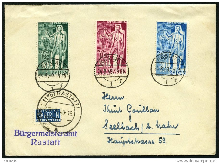 BADEN 50-52 BRIEF, 1949, Schurz Auf FDC, Pracht, Mi. 200.- - Sonstige & Ohne Zuordnung