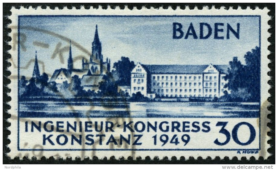 BADEN 46I O, 1949, 30 Pf. Konstanz I, Sonderstempel, Pracht, Mi. 85.- - Sonstige & Ohne Zuordnung
