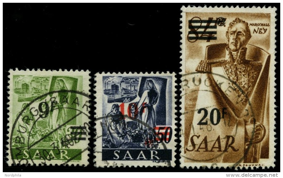 SAARLAND 234/5,237II O, 1947, 9 Fr. Auf 30 Pf., 10 Fr. Auf 50 Pf. Und 20 Fr. Auf 84 Pf., Neuauflage, Nr. 235 In Type II, - Sonstige & Ohne Zuordnung