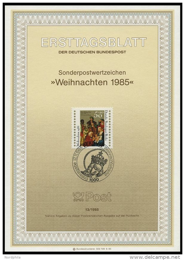 ERSTTAGSBL&Auml;TTER 730-49 BrfStk, 1985, Kompletter Jahrgang, ETB 1 - 13/85, Pracht - Sonstige & Ohne Zuordnung