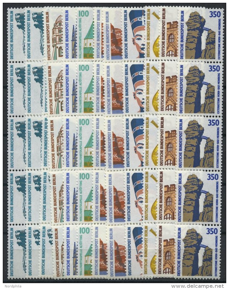 ROLLENMARKEN Aus 793-874R **, 1987/90, 9 Verschiedene 5er-Streifen Sehensw&uuml;rdigkeiten, Dabei 300 Und 350 Pf., Prach - Rollenmarken