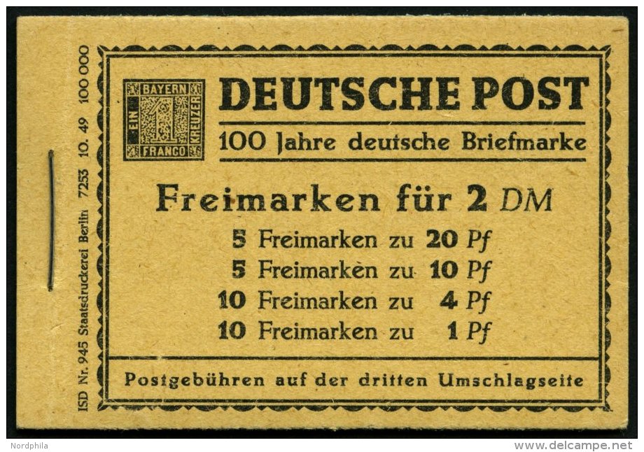 ZUSAMMENDRUCKE MH 1 **, 1949, Markenheftchen Bauten, Feinst, Mi. 700.- - Se-Tenant