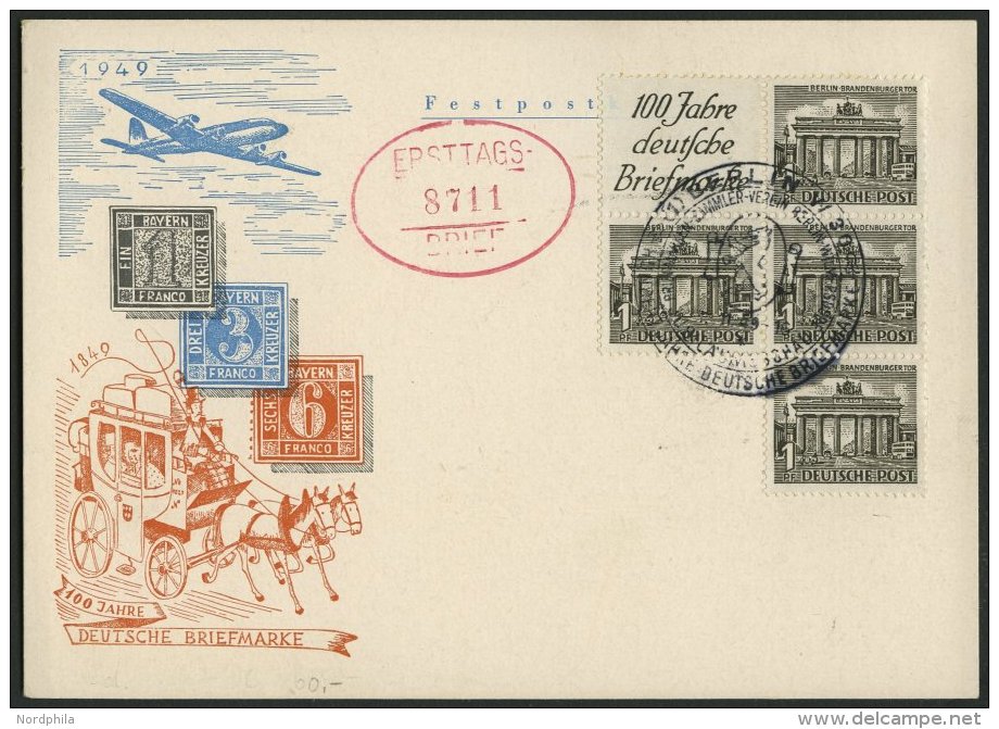 ZUSAMMENDRUCKE W 1 BRIEF, 1949, Bauten R1d + 1 Auf FDC, Prachtkarte, Mi. 60.- - Zusammendrucke