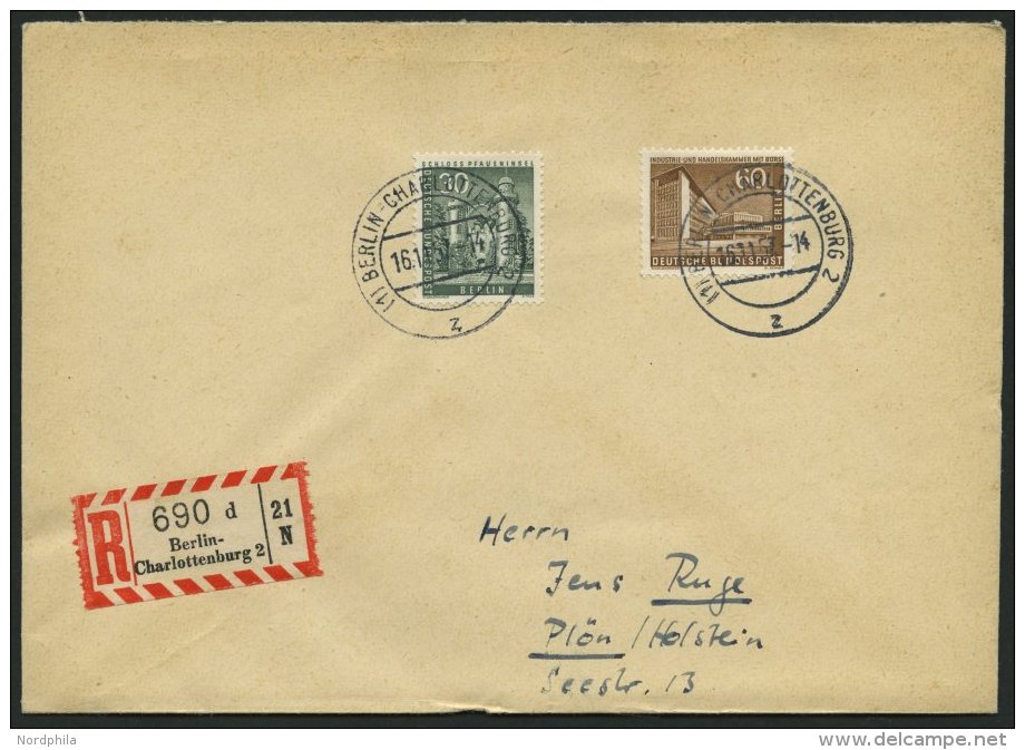 BERLIN 148,151 BRIEF, 1957, 30 Pf. Schloss Pfaueninsel Und 60 Pf. Industrie- Und Handelskammer Auf FDC, Pracht, Mi. 200. - Sonstige & Ohne Zuordnung