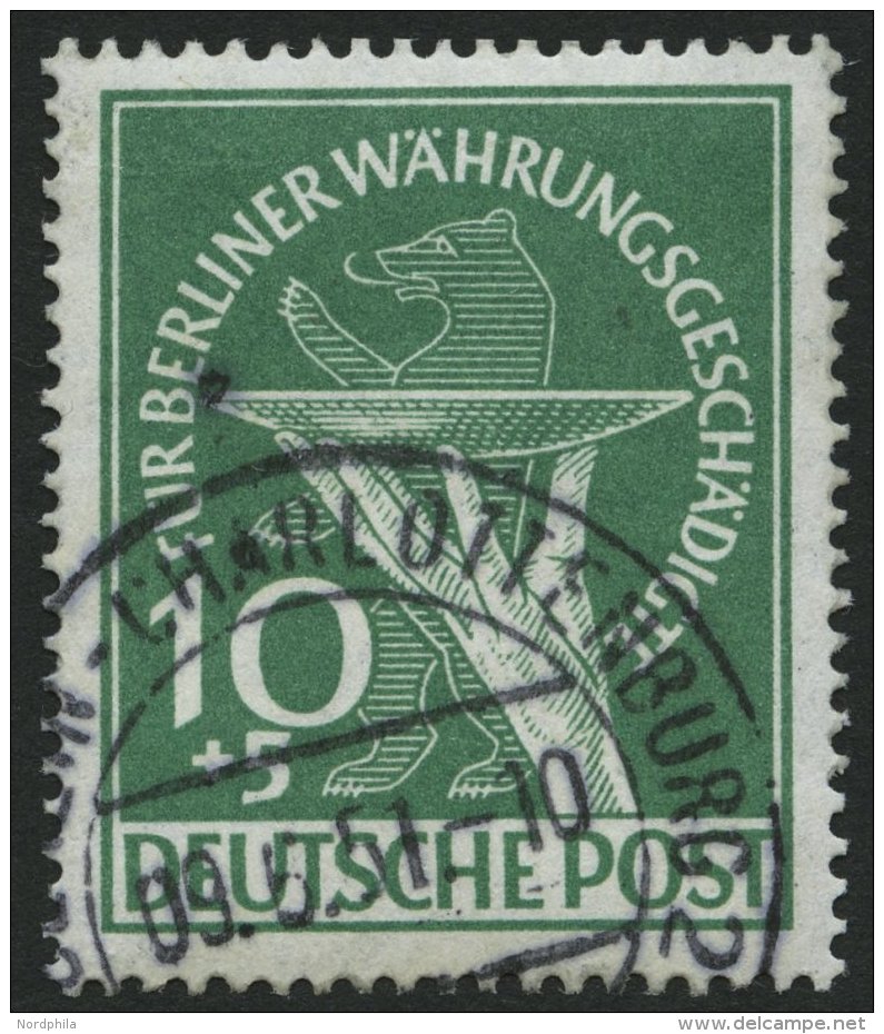 BERLIN 68 O, 1949, 10 Pf. W&auml;hrungsgesch&auml;digte, Pracht, Gepr. D. Schlegel, Mi. 190.- - Gebraucht