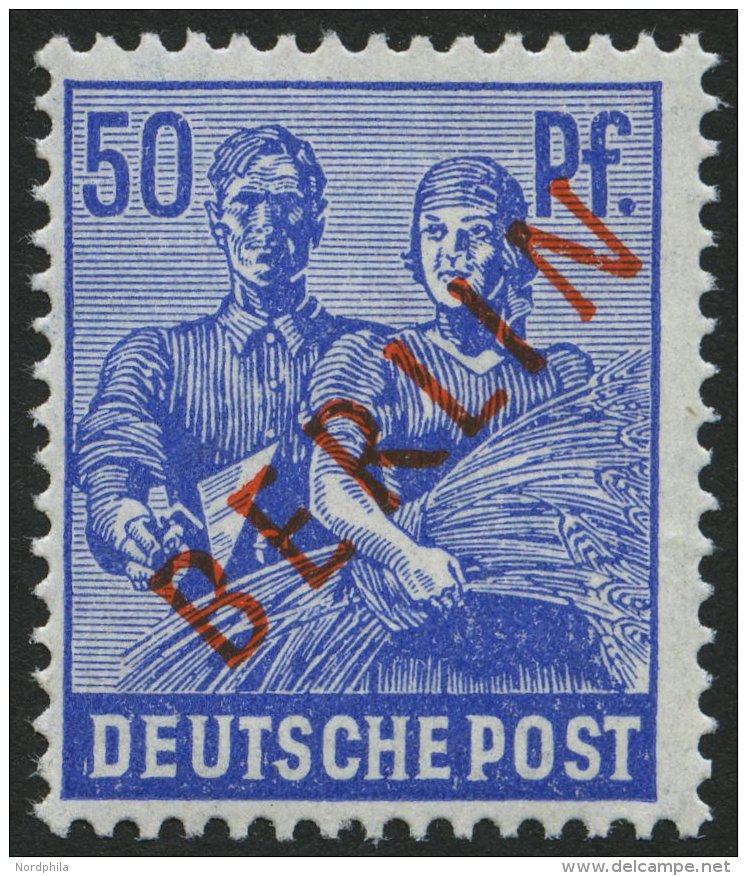 BERLIN 30 **, 1949, 50 Pf. Rotaufdruck, Pracht, Gepr. D. Schlegel, Mi. 90.- - Gebraucht