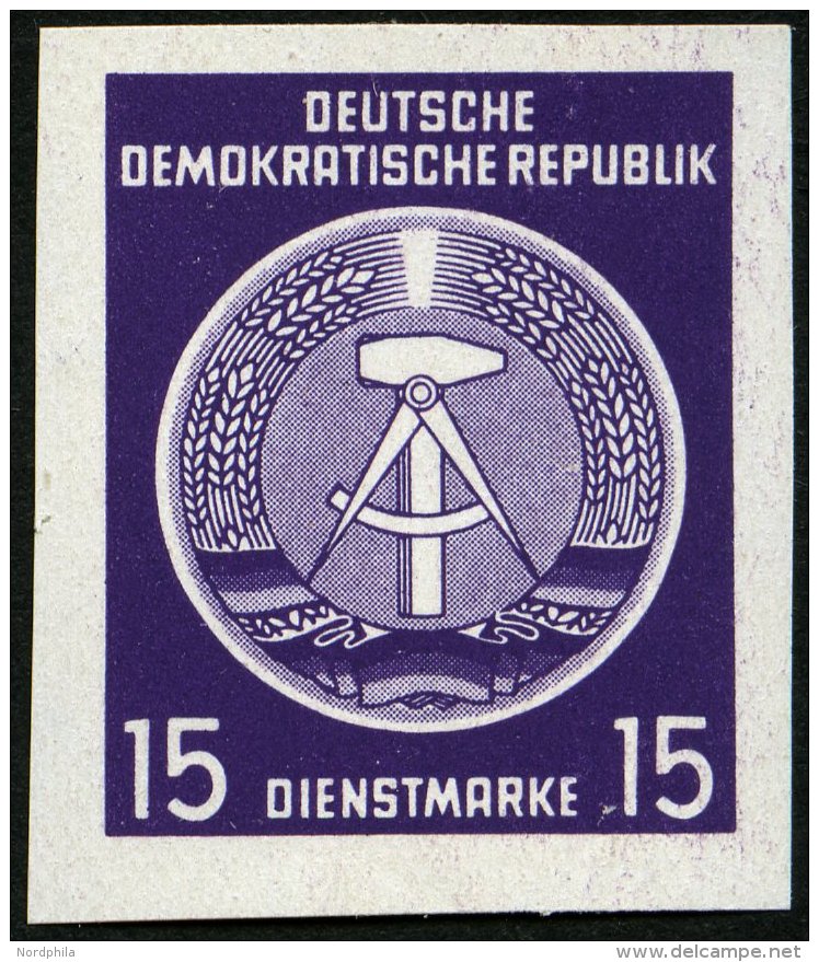 DIENSTMARKEN A D 6NFU (*), 1954, 15 Pf. Schw&auml;rzlichviolett Mit Abart Ohne Aufgedruckten Stempel, Ungez&auml;hnt, Pr - Other & Unclassified