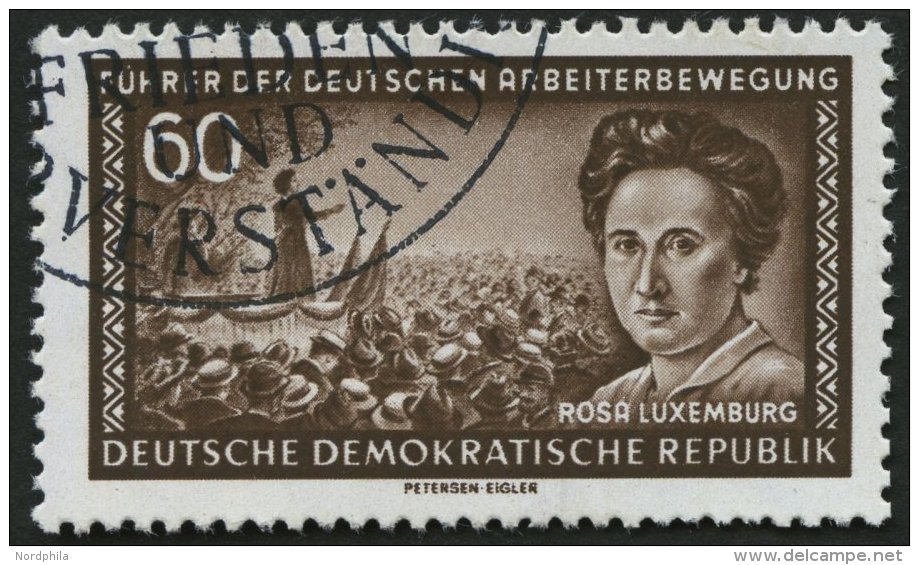 DDR 478XI O, 1955, 60 Pf. Rosa Luxemburg, Wz. 2XI, Pracht, Mi. 60.- - Gebraucht