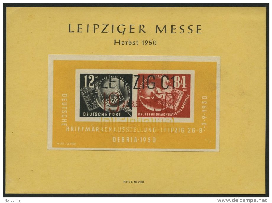 DDR Bl. 7 BrfStk, 1950, Block Debria, Dreifarbiger Sonderstempel, Pracht, Mi. 140.- - Used Stamps