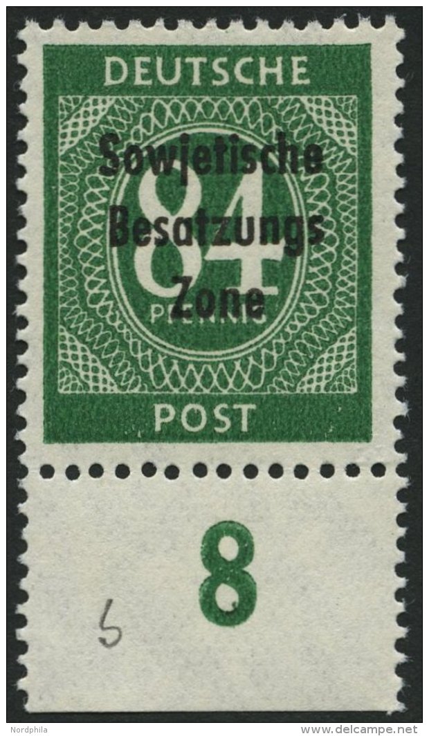 ALLGEMEINE-AUSGABEN 211b **, 1948, 84 Pf. Dunkelopalgr&uuml;n, Pracht, Gepr. Paul, Mi. 80.- - Sonstige & Ohne Zuordnung