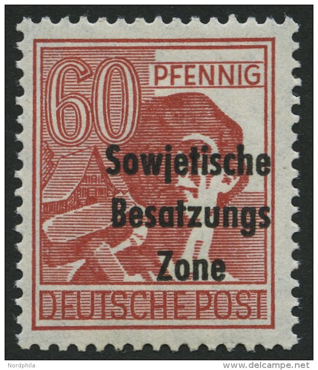 ALLGEMEINE-AUSGABEN 195a **, 1948, 60 Pf. Karmin, Pracht, Gepr. Paul, Mi. 70.- - Other & Unclassified