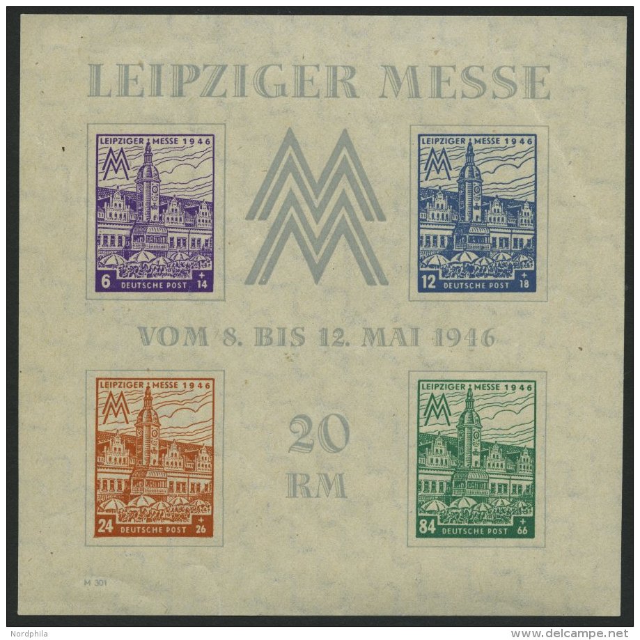 WEST-SACHSEN Bl. 5YZa **, 1946, Block Leipziger Messe, Wz. Stufen Steil Steigend, Type V, Leichte Randstauchungen Und Et - Sonstige & Ohne Zuordnung